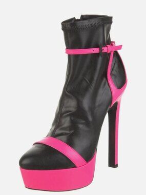 RUTHIE DAVIS Black Pink Leather Mid-Calf Boots